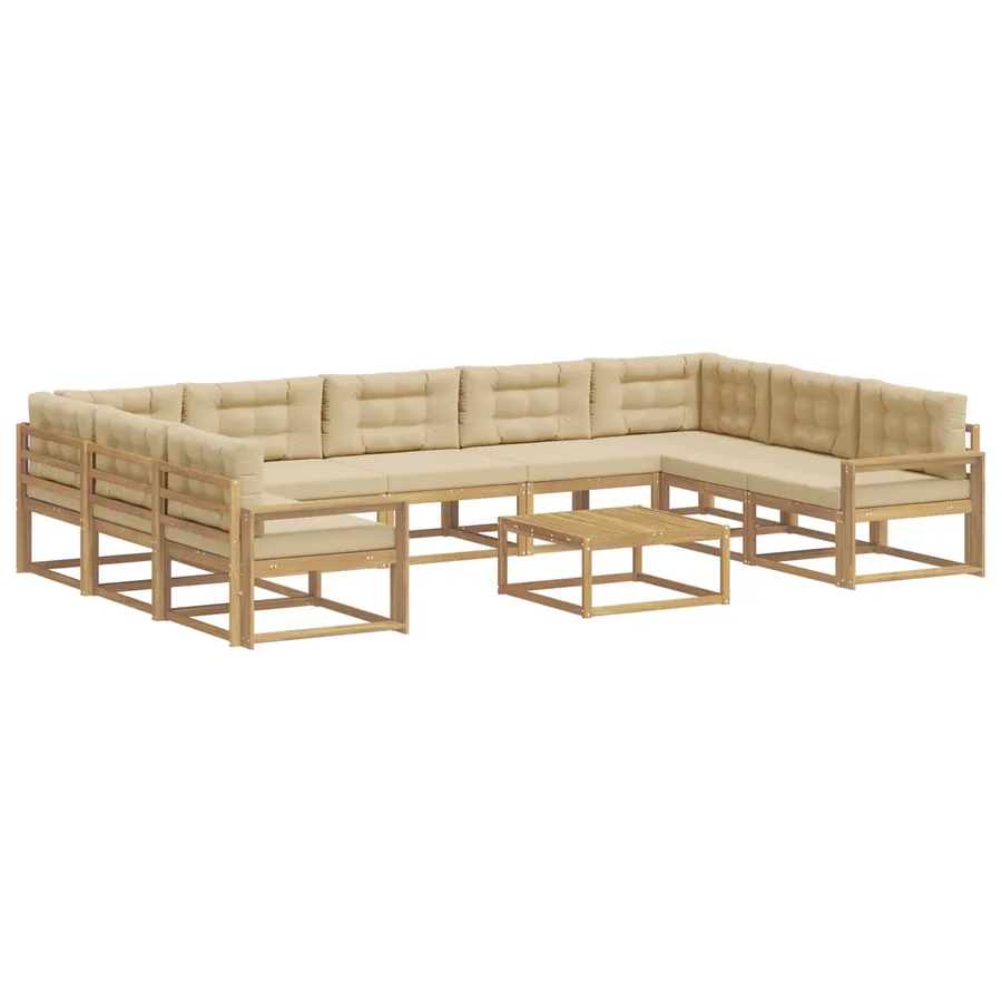 Ensemble de canapés d'extérieur 10 pcs Blanc et Beige - 2