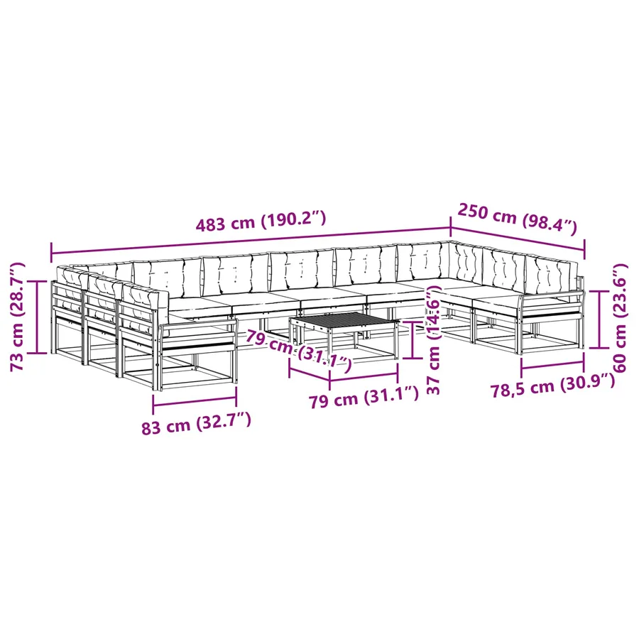 Ensemble de canapés d'extérieur 11 pcs Blanc et crème - 8