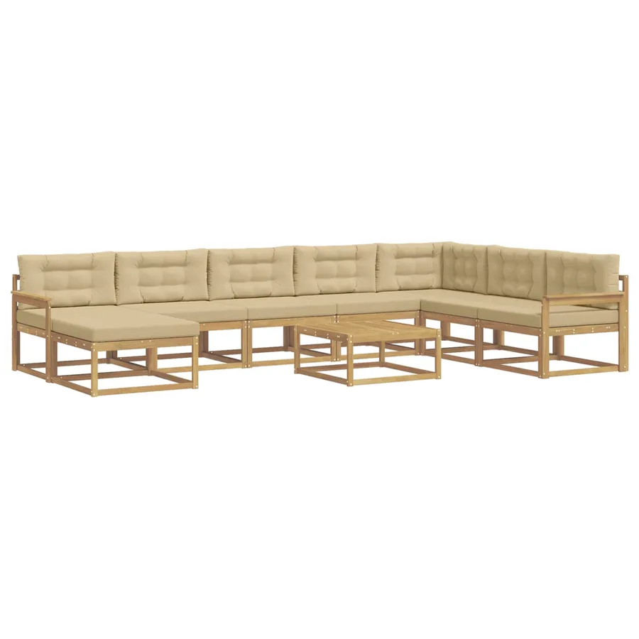 Ensemble de canapés d'extérieur 9 pcs Blanc et Beige - 2