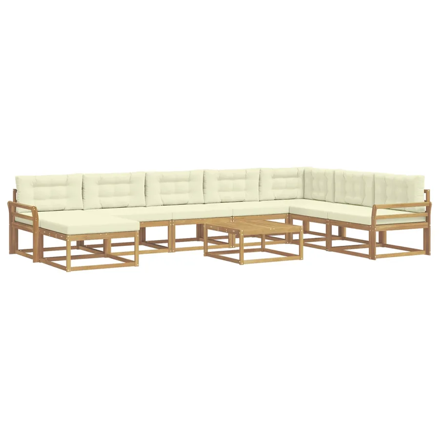 Ensemble de canapés d'extérieur 9 pcs Blanc et crème - 2