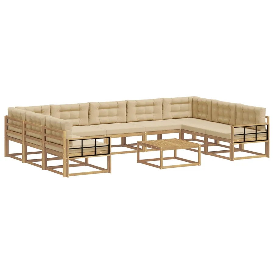 Ensemble de canapés d'extérieur 10 pcs Blanc et Beige - 2