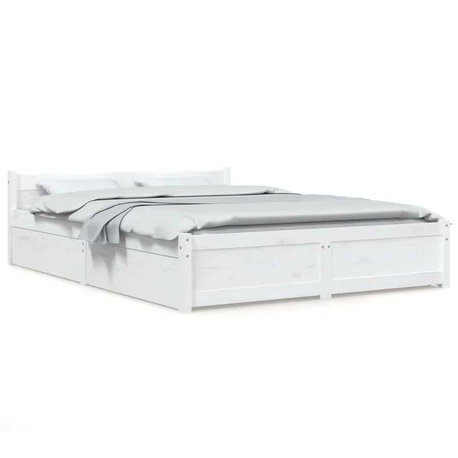 Cadre de lit sans matelas avec tiroirs blanc 140x190 cm - 2