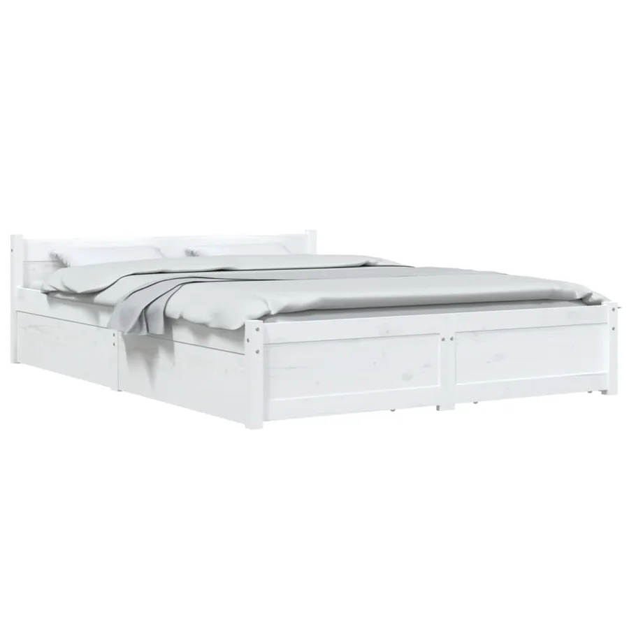 Cadre de lit sans matelas avec tiroirs blanc 140x190 cm - 3