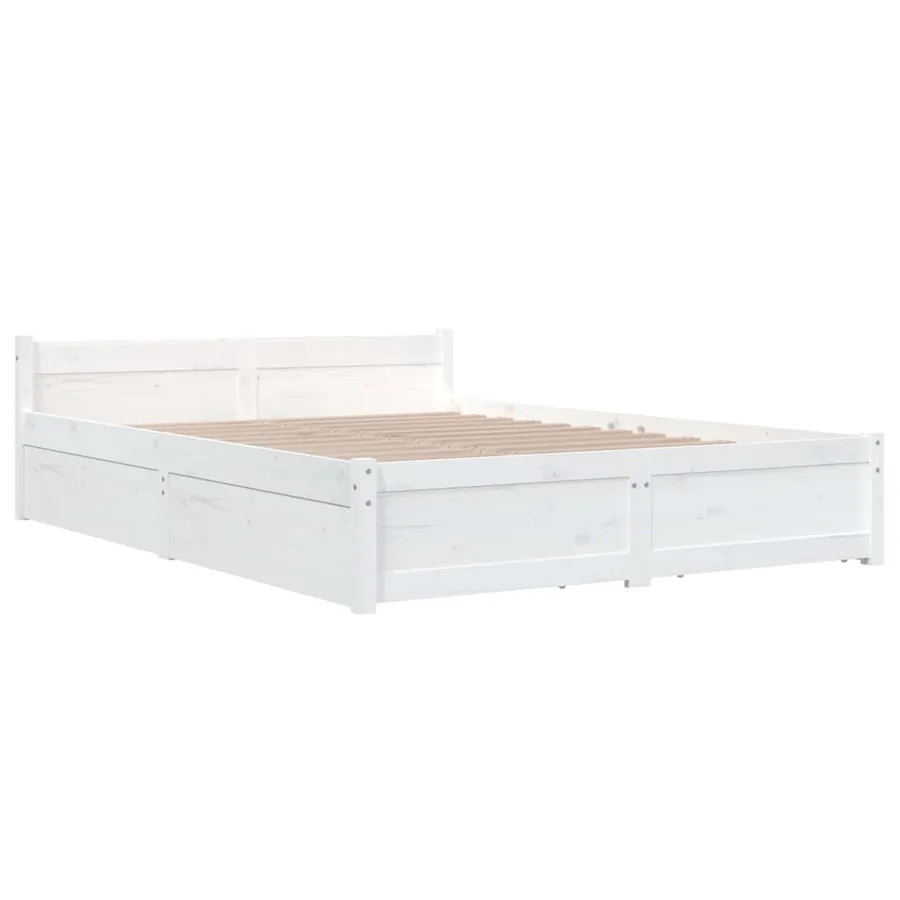 Cadre de lit sans matelas avec tiroirs blanc 140x190 cm - 4