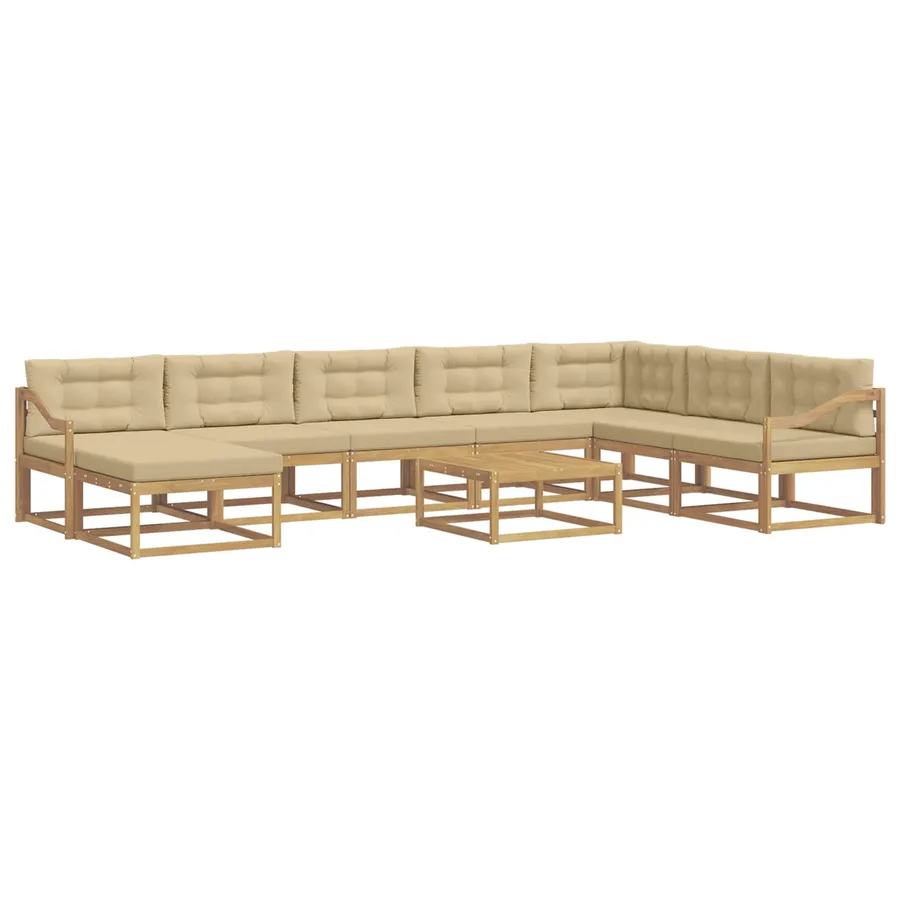 Ensemble de canapés d'extérieur 9 pcs Blanc et Beige - 2