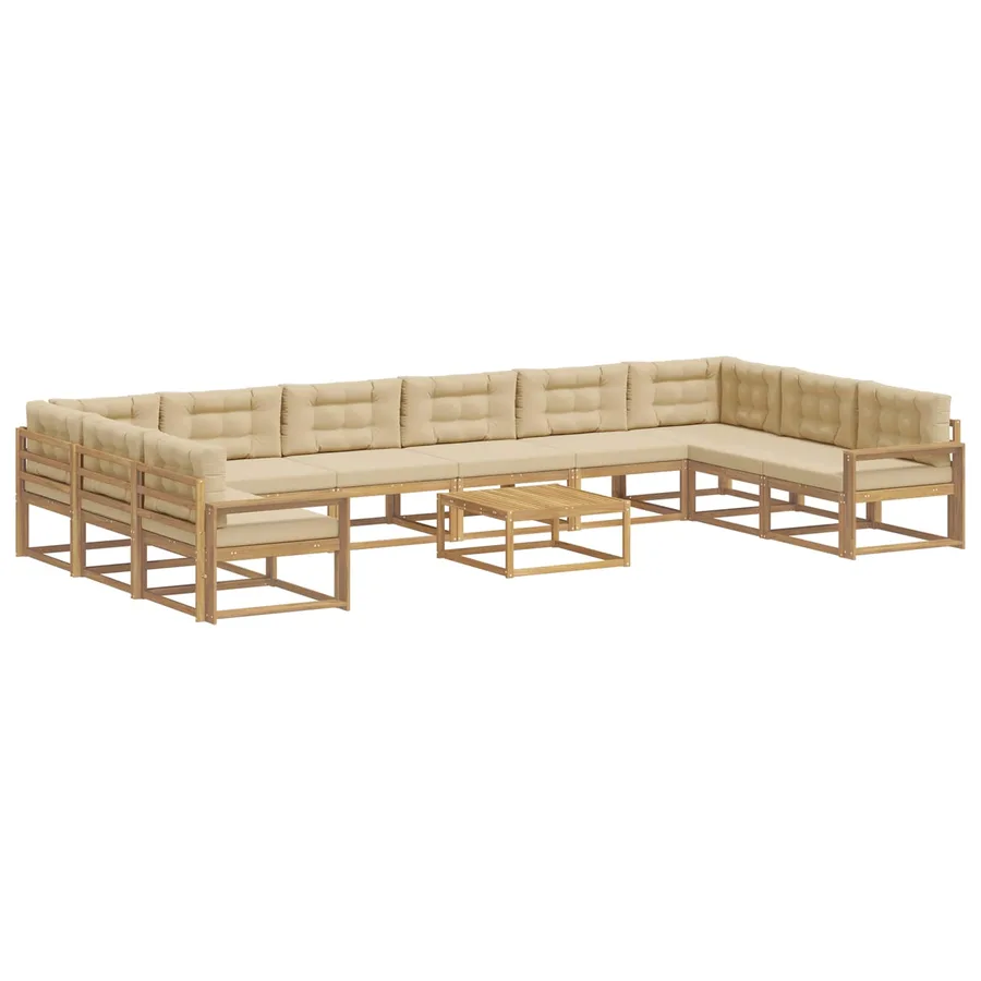 Ensemble de canapés d'extérieur 11 pcs Blanc et Beige - 2