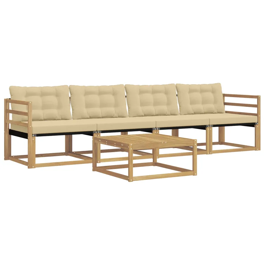 Ensemble de canapés d'extérieur 5 pcs Blanc et Beige - 2