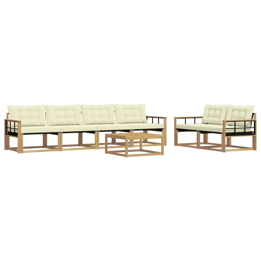Ensemble de canapés d'extérieur 7 pcs Blanc et crème - 2