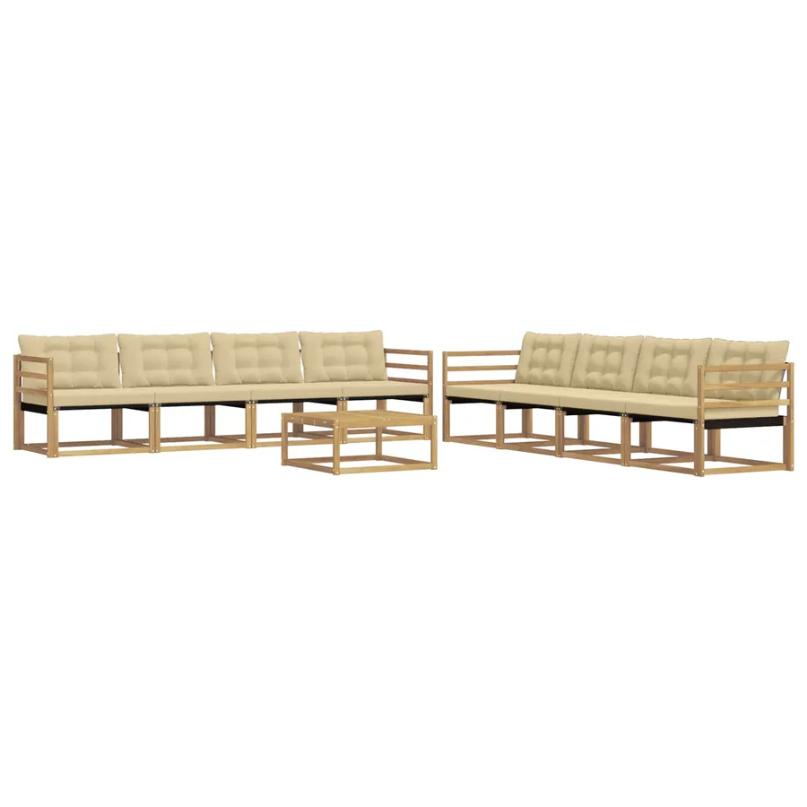 Ensemble de canapés d'extérieur 9 pcs Blanc et Beige - 2