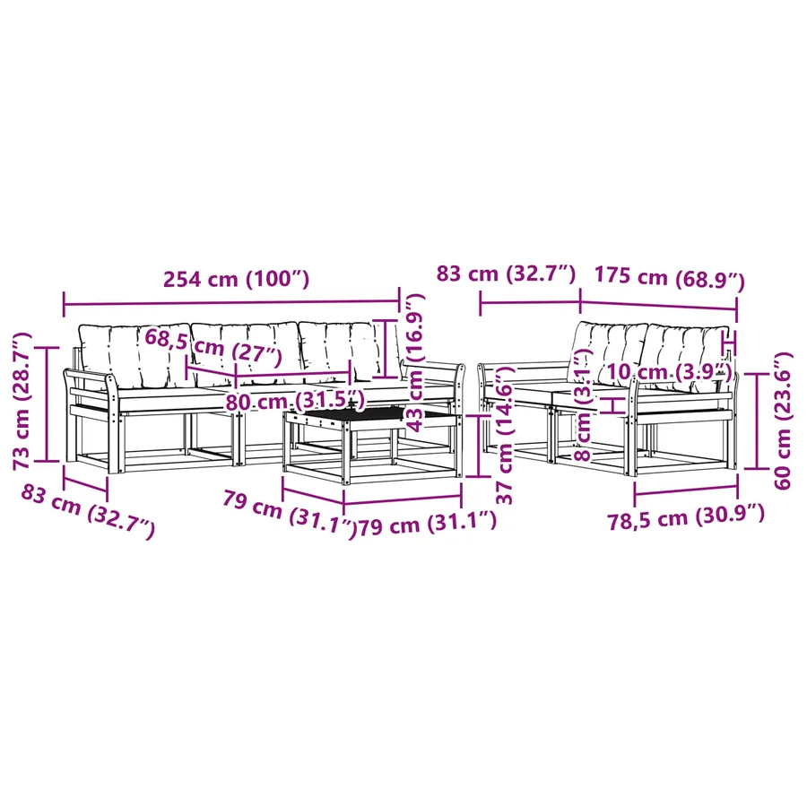 Ensemble de canapés d'extérieur 6 pcs Blanc et crème - 8