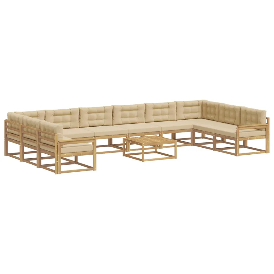 Ensemble de canapés d'extérieur 11 pcs Blanc et Beige - 2