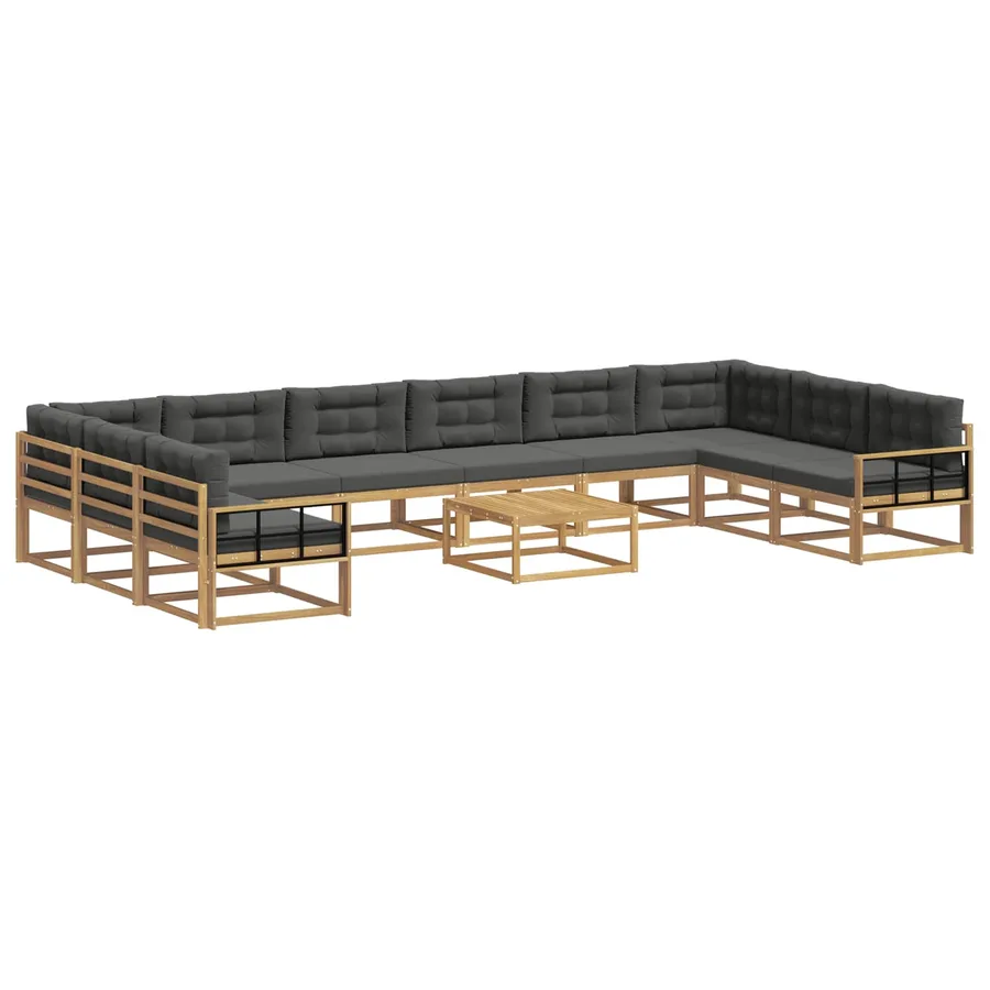 Ensemble de canapés d'extérieur 11 pcs Blanc et anthracite - 2