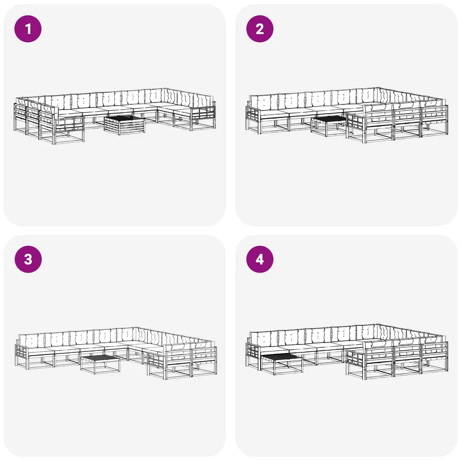 Ensemble de canapés d'extérieur 11 pcs Blanc et anthracite - 7