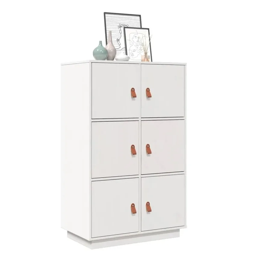 Buffet haut Blanc 67x40x108,5 cm Bois massif de pin