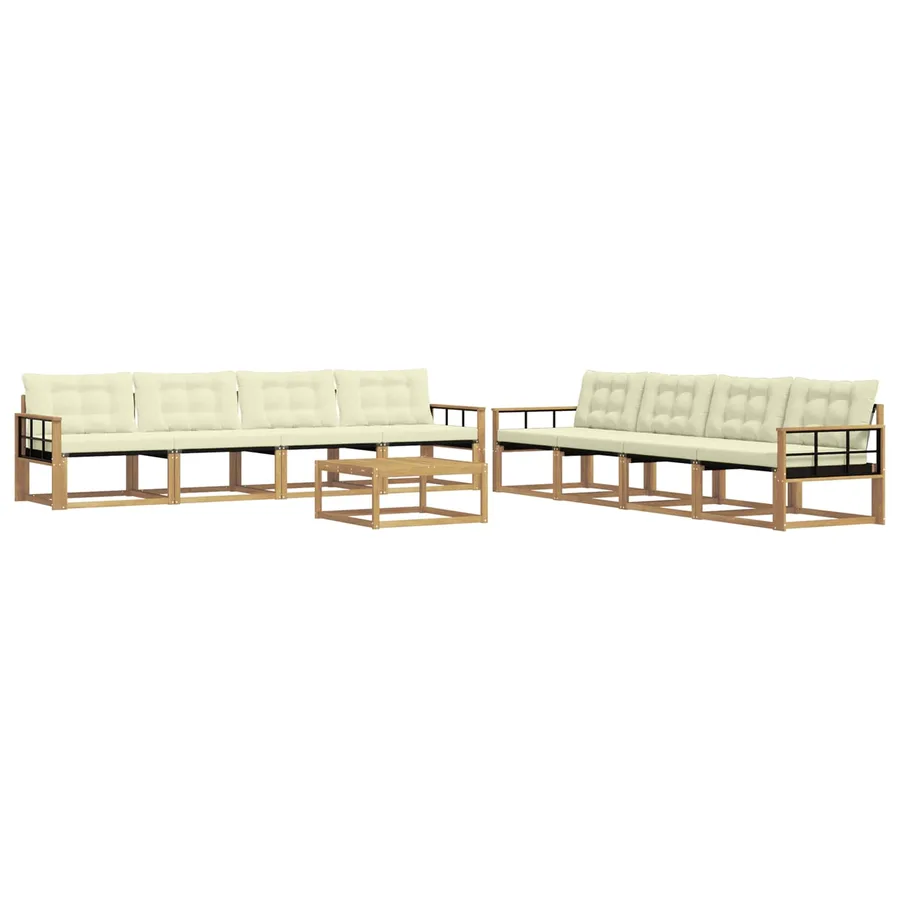 Ensemble de canapés d'extérieur 9 pcs Blanc et crème - 2