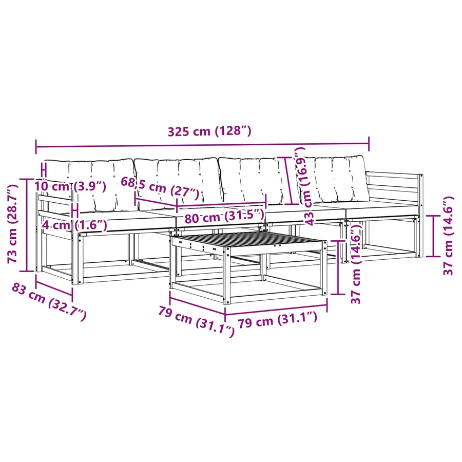 Ensemble de canapés d'extérieur 5 pcs Blanc et gris clair - 7