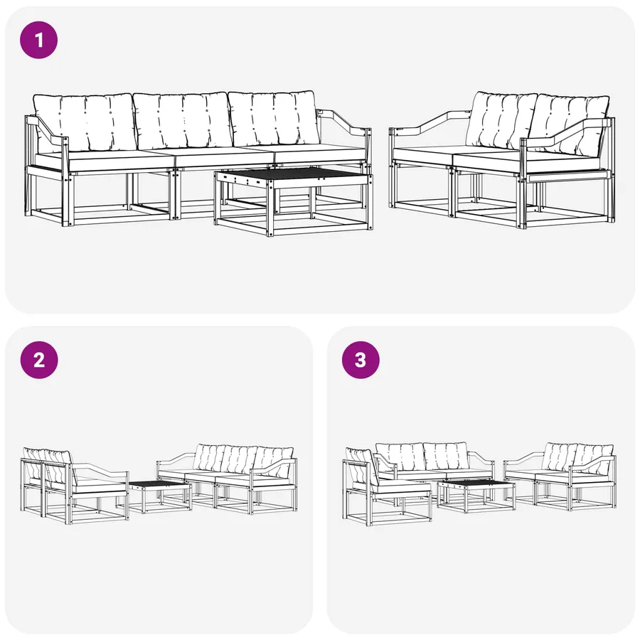 Ensemble de canapés d'extérieur 6 pcs Blanc et gris clair - 7