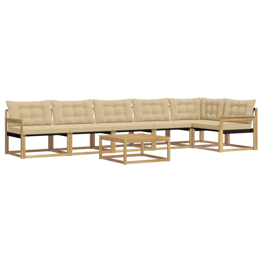 Ensemble de canapés d'extérieur 7 pcs Blanc et Beige - 2