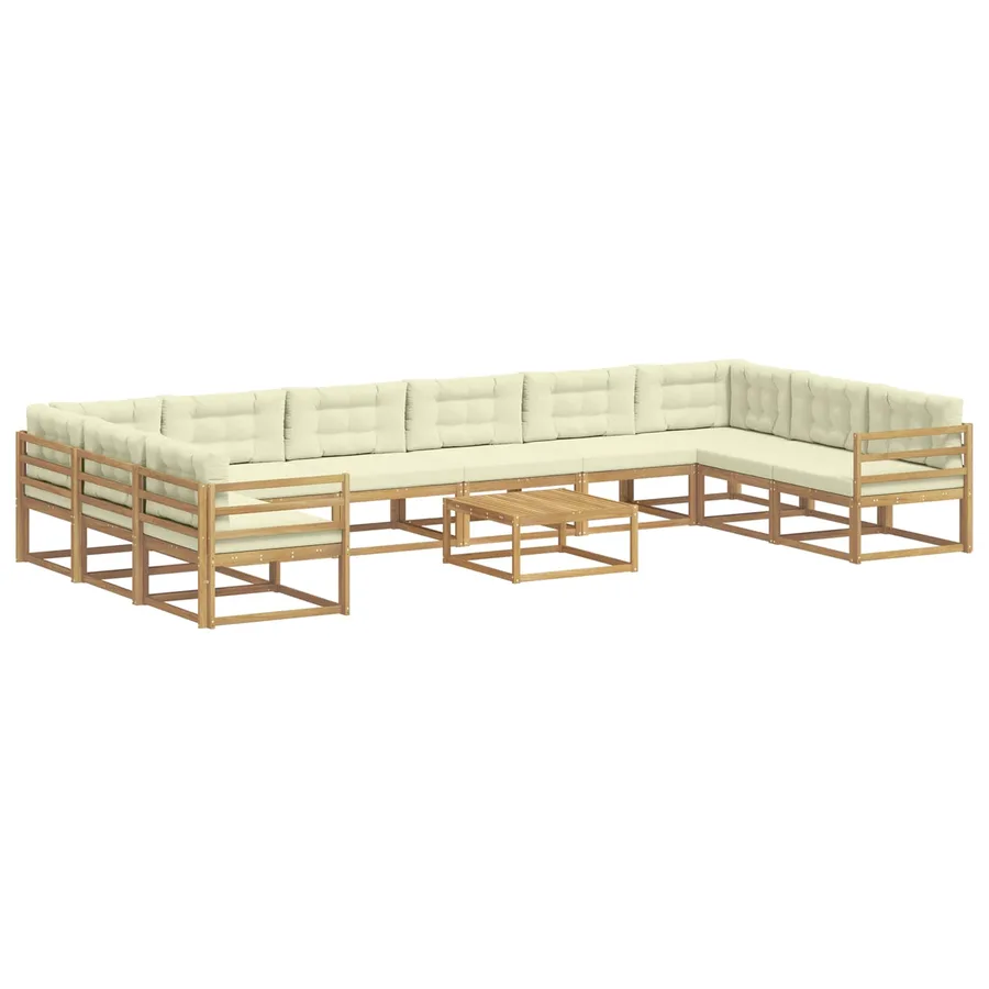 Ensemble de canapés d'extérieur 11 pcs Blanc et crème - 2