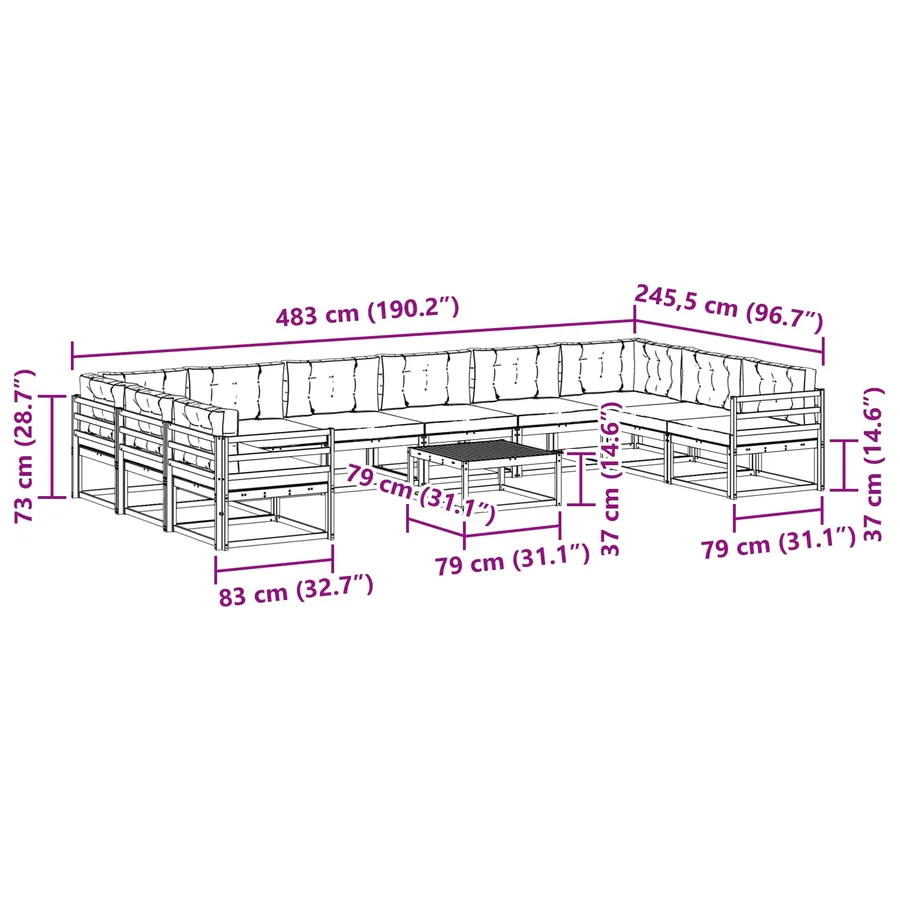 Ensemble de canapés d'extérieur 11 pcs Blanc et crème - 8