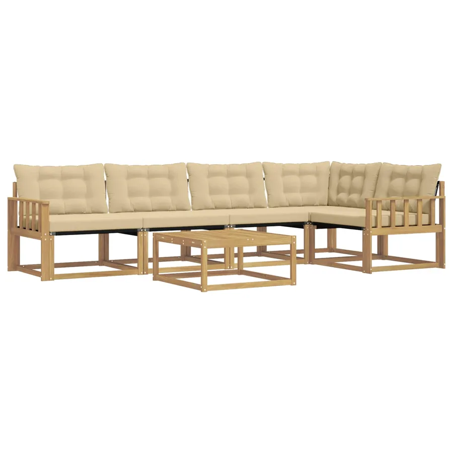 Ensemble de canapés d'extérieur 6 pcs Blanc et Beige - 2