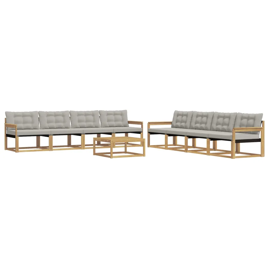 Ensemble de canapés d'extérieur 9 pcs Blanc et gris clair - 2