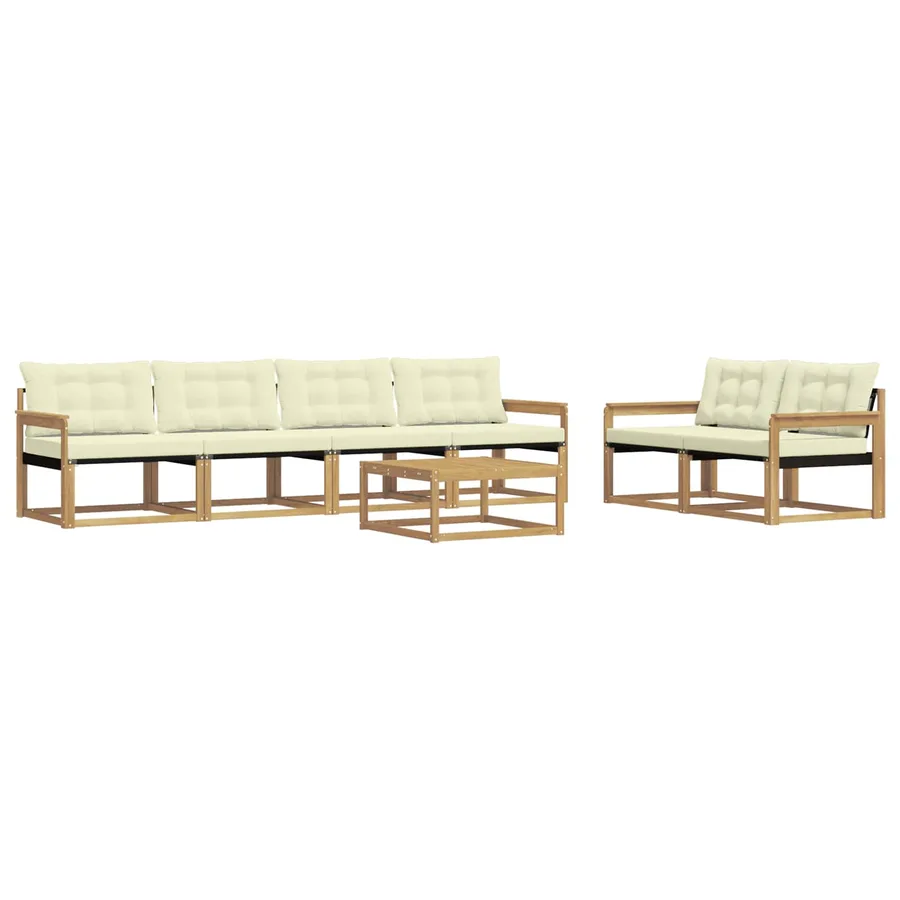 Ensemble de canapés d'extérieur 7 pcs Blanc et crème - 2