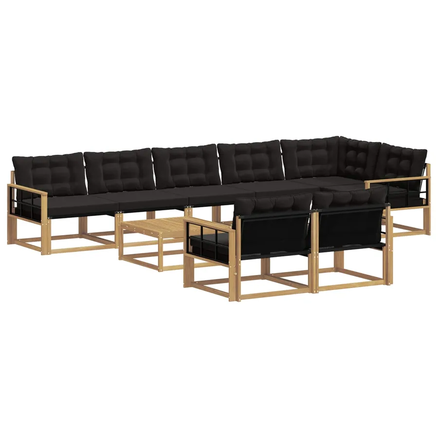 Ensemble de canapés d'extérieur 9 pcs Blanc et noir - 2