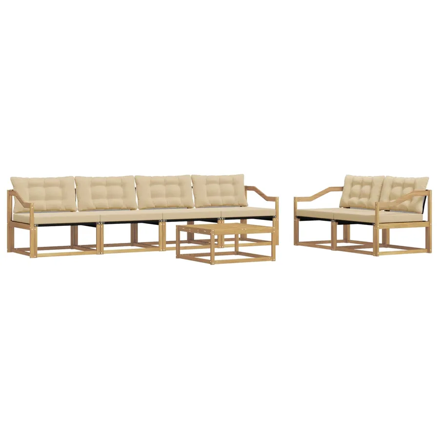 Ensemble de canapés d'extérieur 7 pcs Blanc et Beige - 2