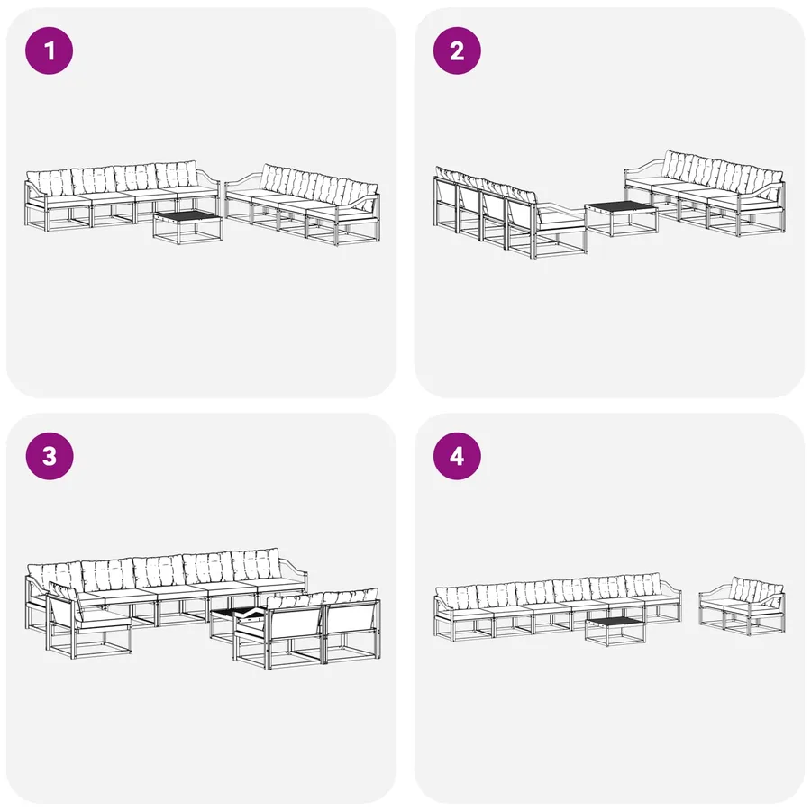 Ensemble de canapés d'extérieur 9 pcs Blanc et noir - 7