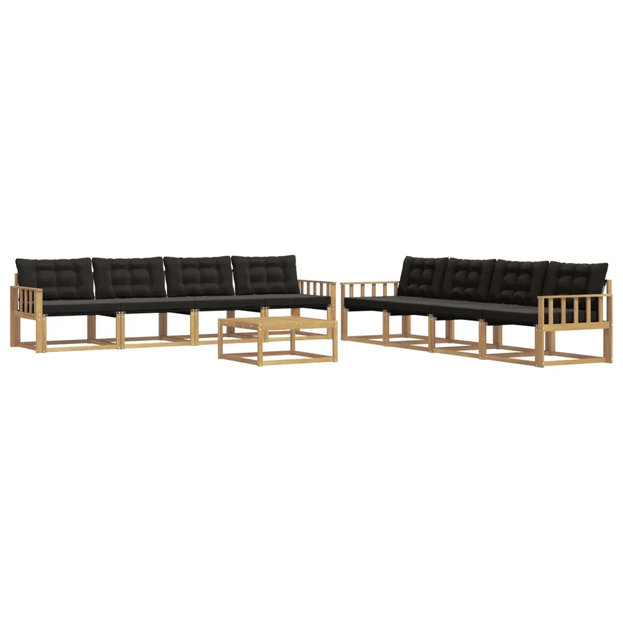 Ensemble de canapés d'extérieur 9 pcs Blanc et noir - 2