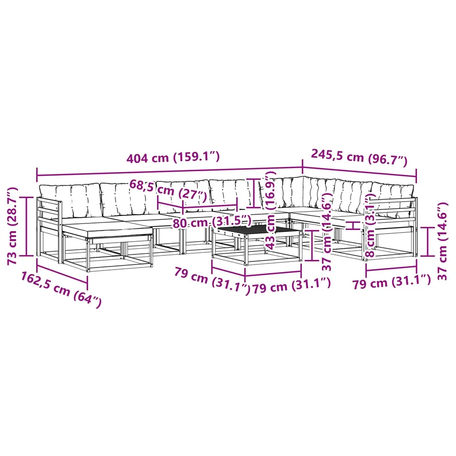 Ensemble de canapés d'extérieur 9 pcs Blanc et noir - 11