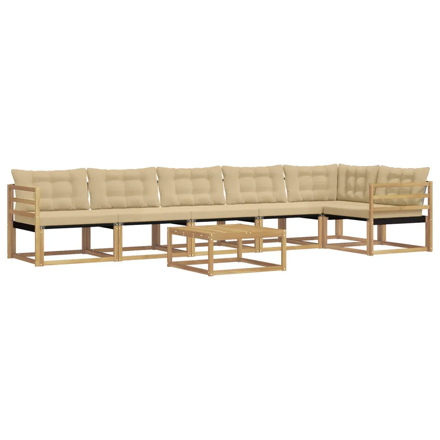 Ensemble de canapés d'extérieur 7 pcs Blanc et Beige - 2