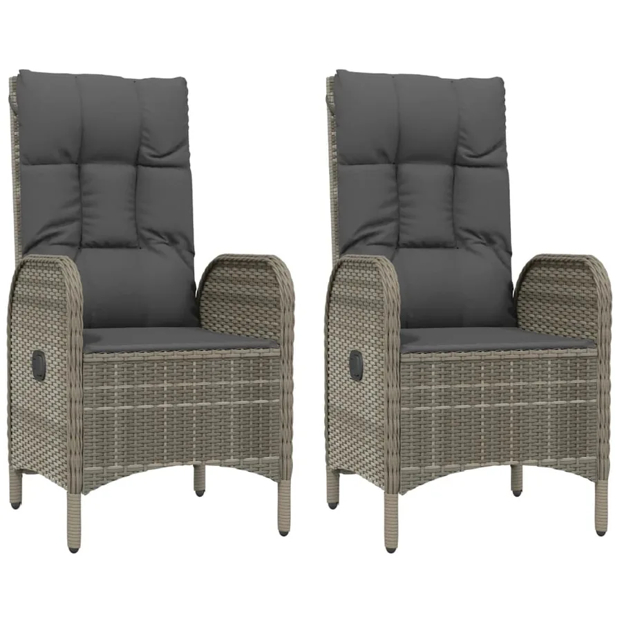 Ensemble à manger jardin 3pcs avec coussins noir et gris - 4