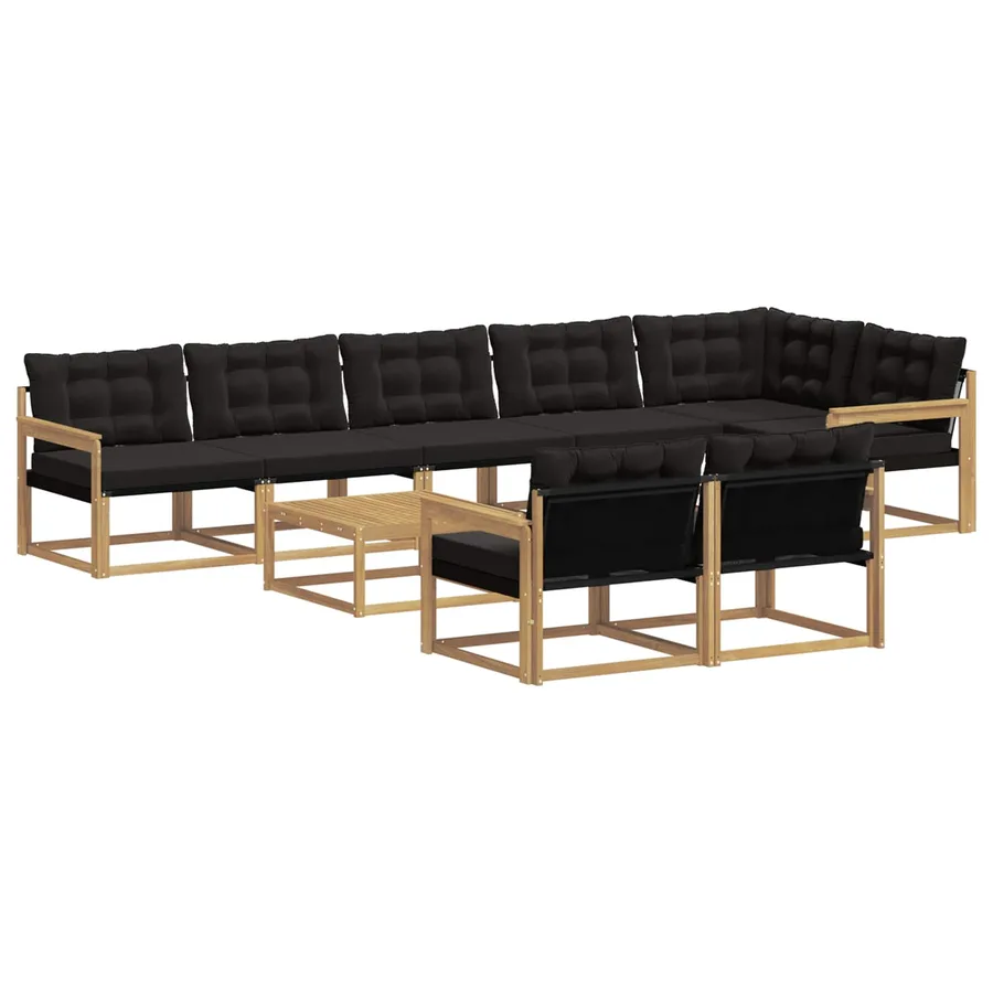 Ensemble de canapés d'extérieur 9 pcs Blanc et noir - 2