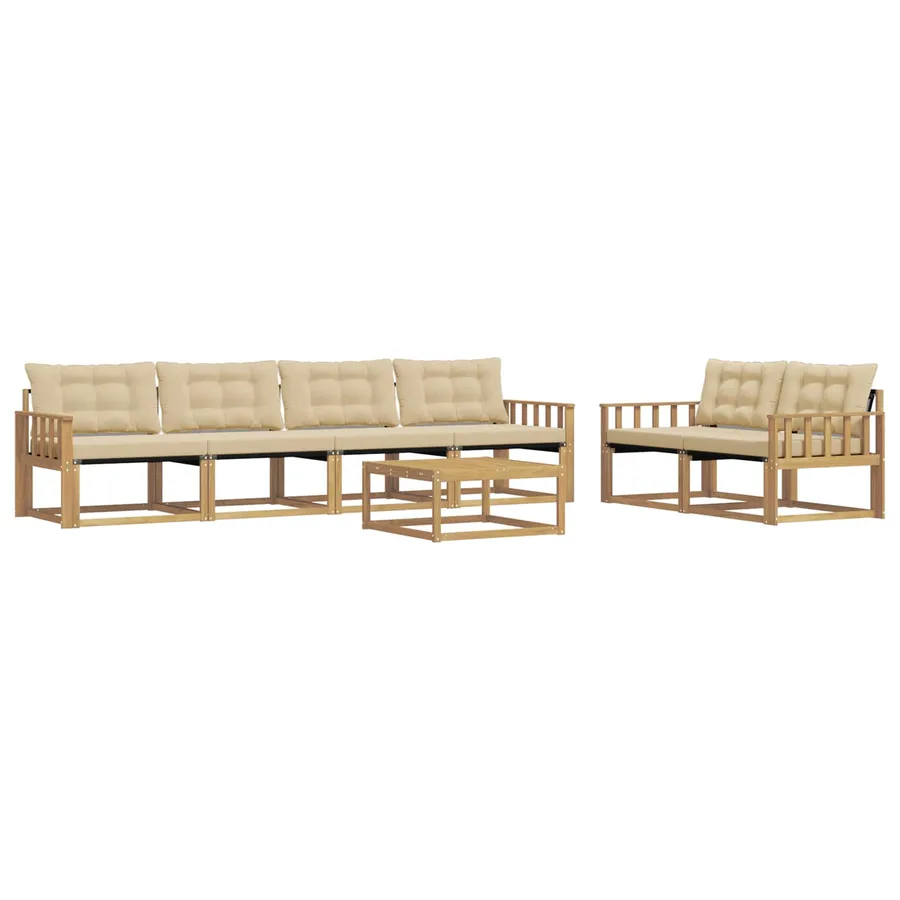 Ensemble de canapés d'extérieur 7 pcs Blanc et Beige - 2