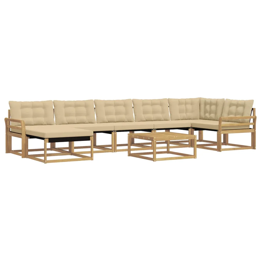 Ensemble de canapés d'extérieur 8 pcs Blanc et Beige - 2