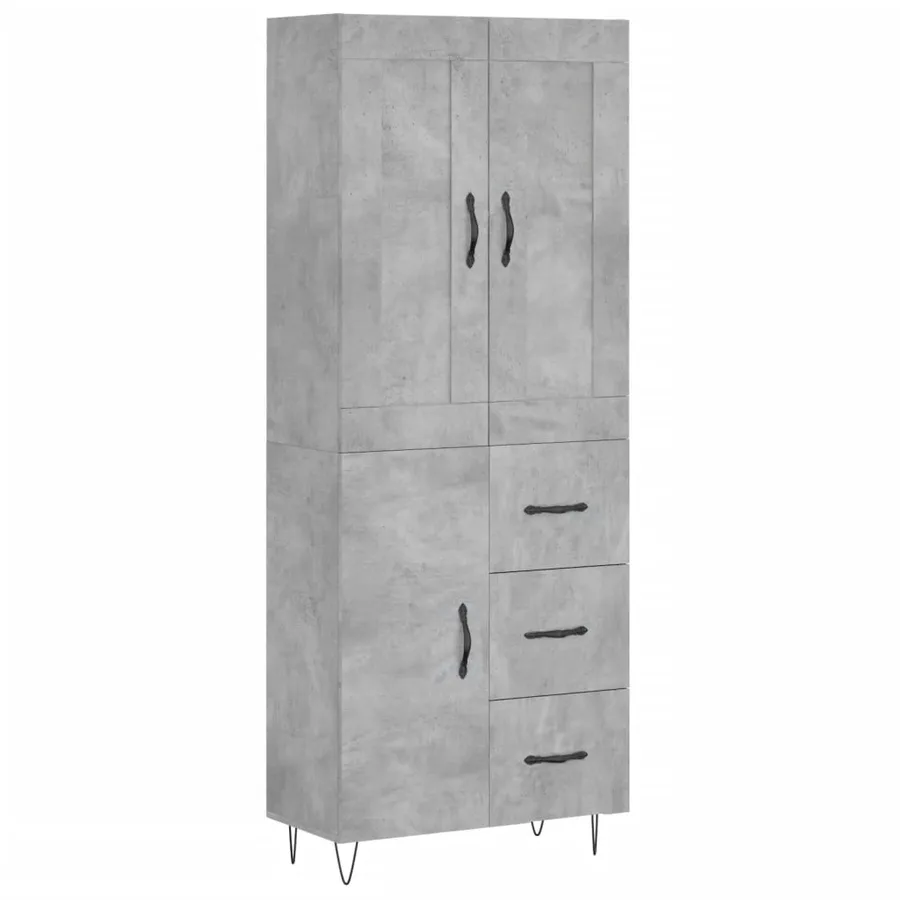 Buffet haut Gris béton 69,5x34x180 cm Bois d'ingénierie - 2
