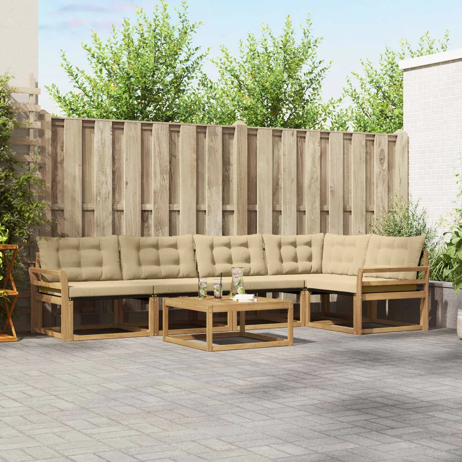 Ensemble de canapés d'extérieur 6 pcs Blanc et Beige