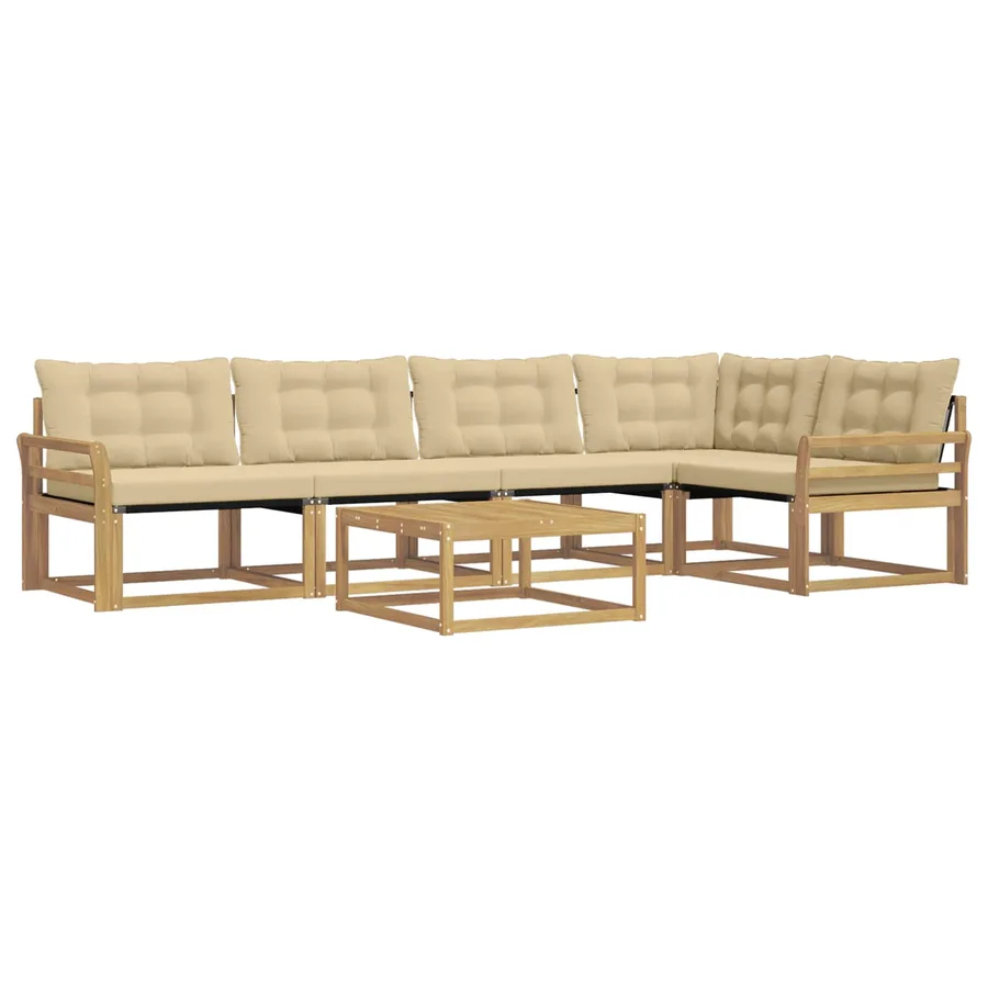 Ensemble de canapés d'extérieur 6 pcs Blanc et Beige - 2