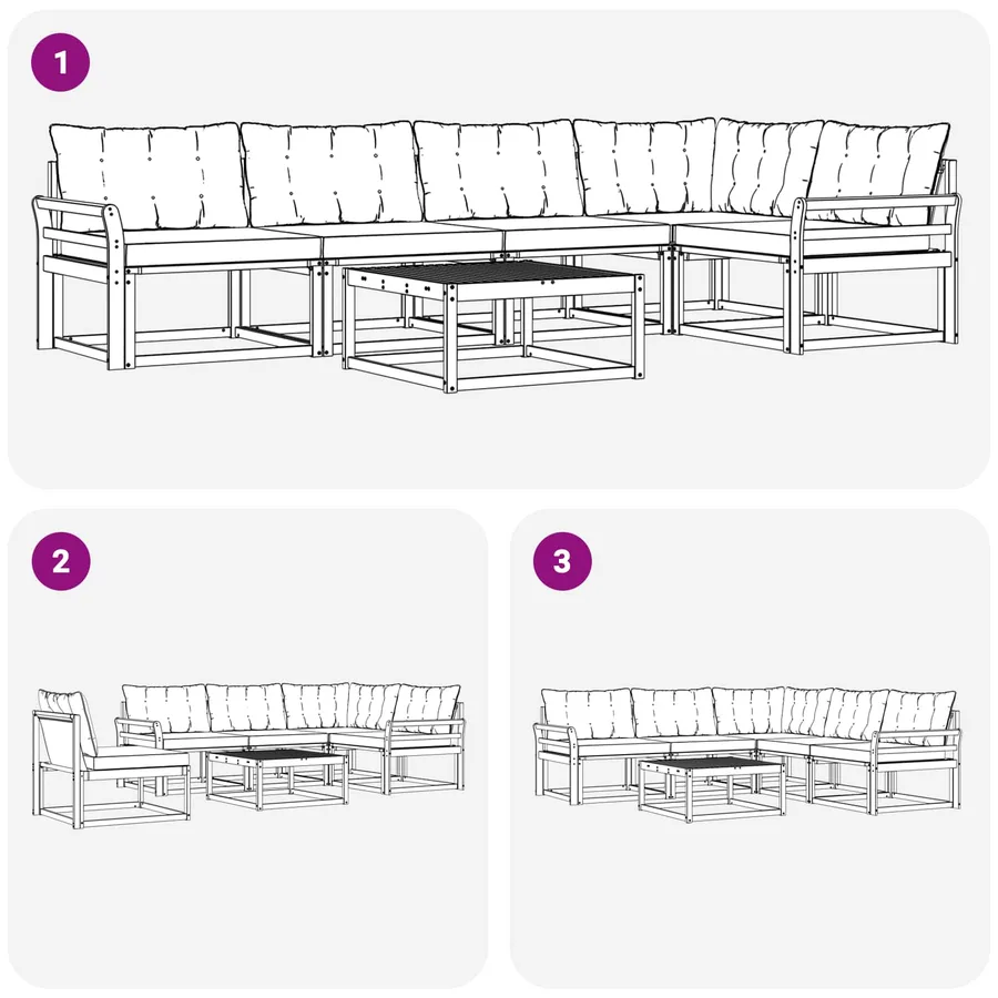 Ensemble de canapés d'extérieur 6 pcs Blanc et Beige - 9