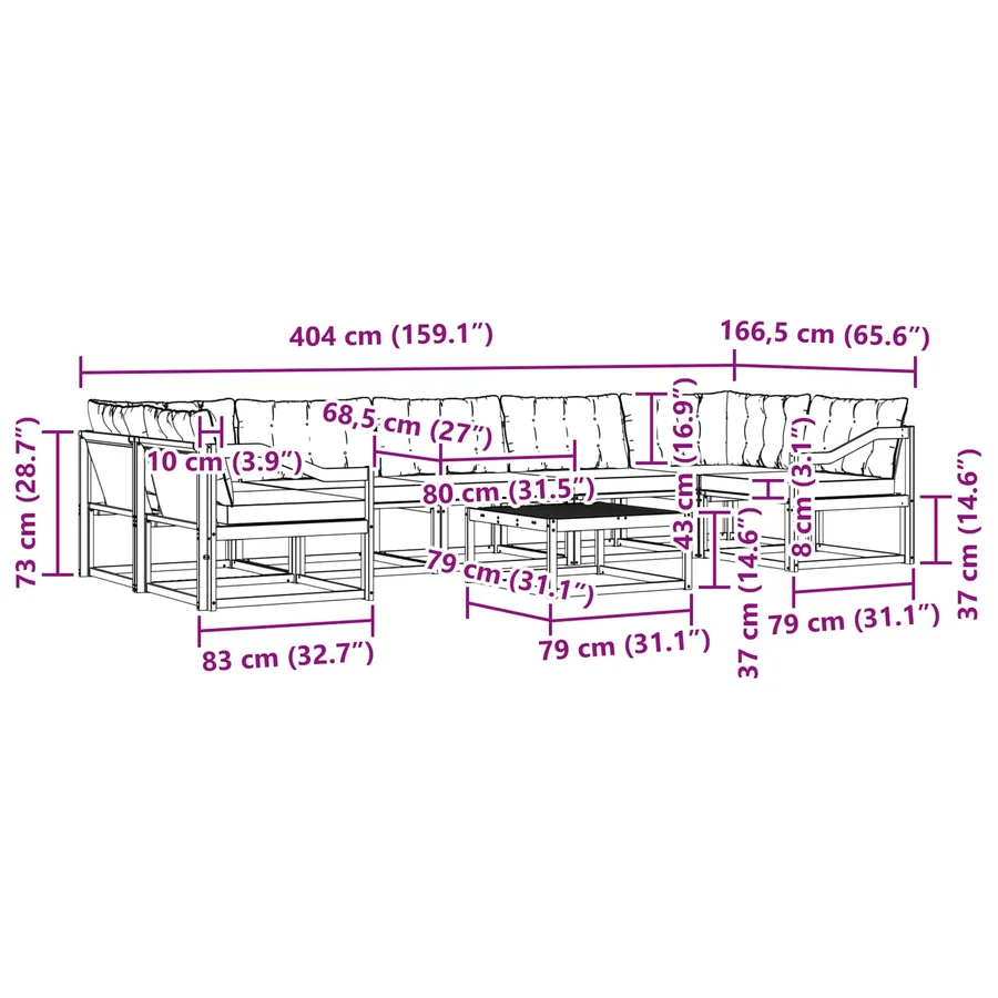 Ensemble de canapés d'extérieur 8 pcs Blanc et Beige - 7