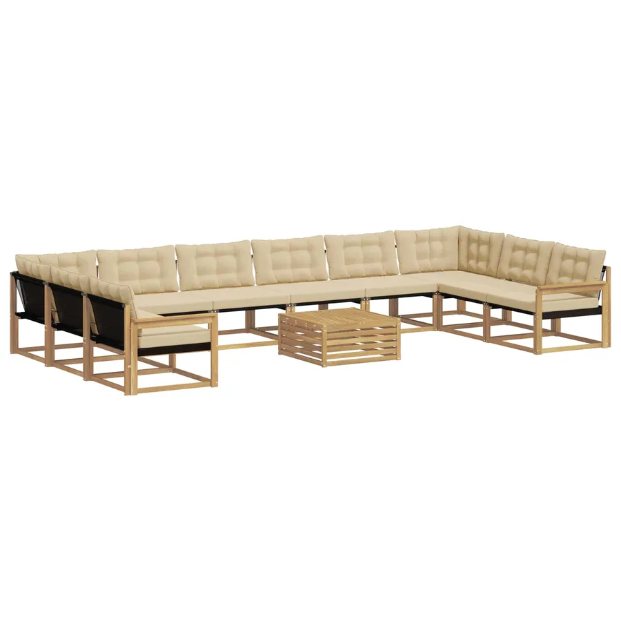 Ensemble de canapés d'extérieur 11 pcs Blanc et Beige - 2