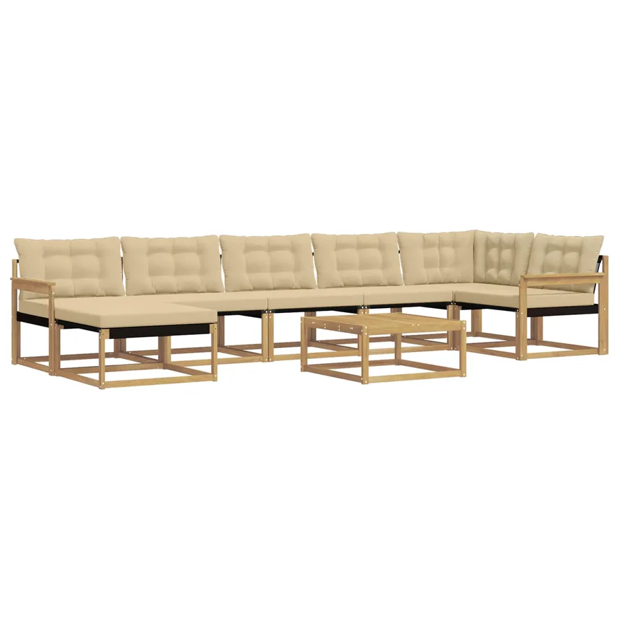 Ensemble de canapés d'extérieur 8 pcs Blanc et Beige - 2