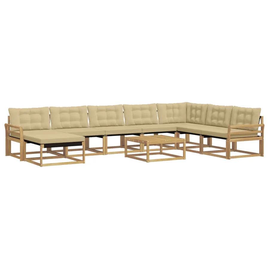 Ensemble de canapés d'extérieur 9 pcs Blanc et Beige - 2