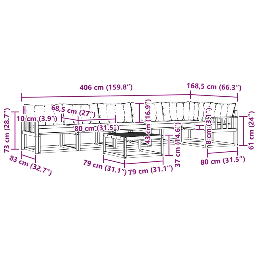 Ensemble de canapés d'extérieur 7 pcs Blanc et gris clair - 8