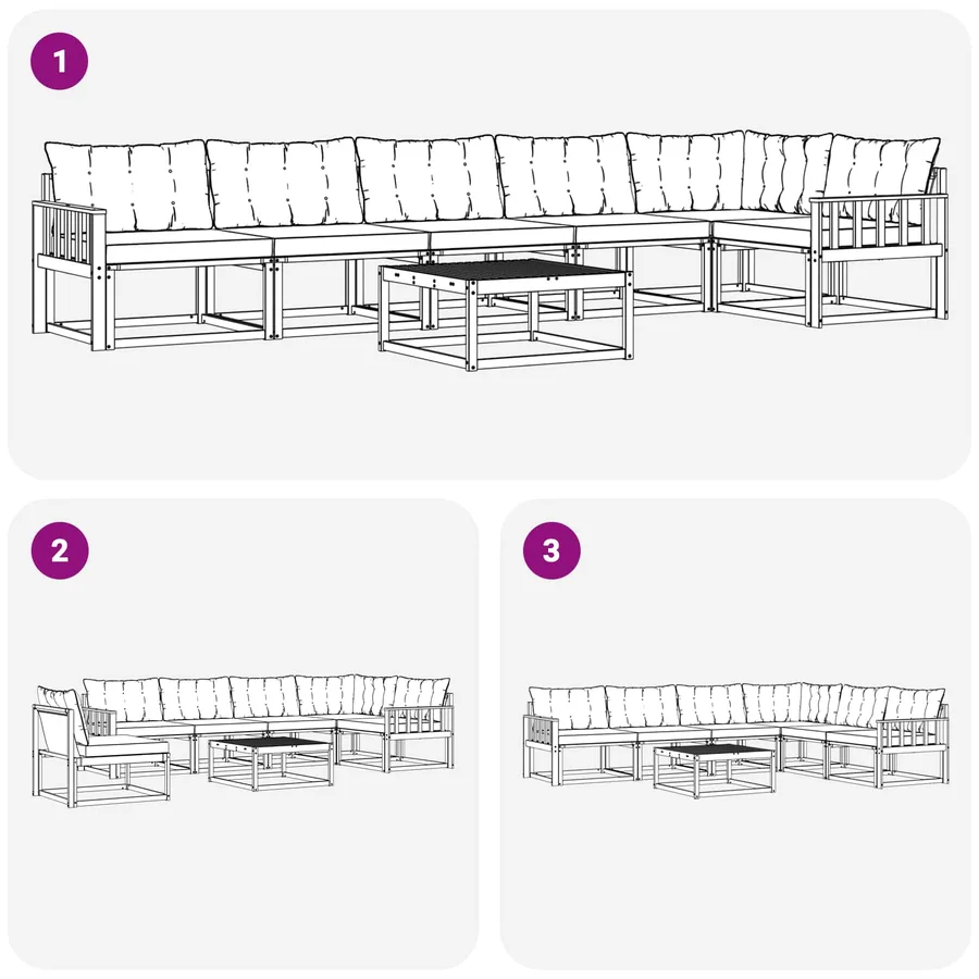 Ensemble de canapés d'extérieur 7 pcs Blanc et gris clair - 9