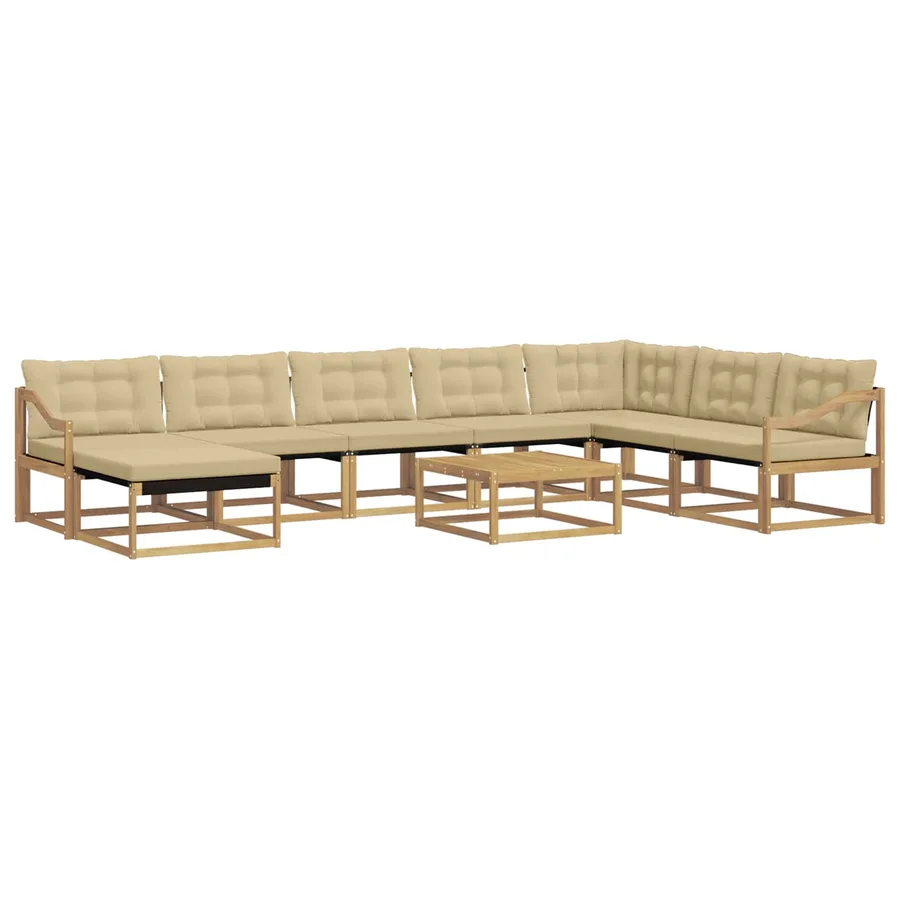 Ensemble de canapés d'extérieur 9 pcs Blanc et Beige - 2