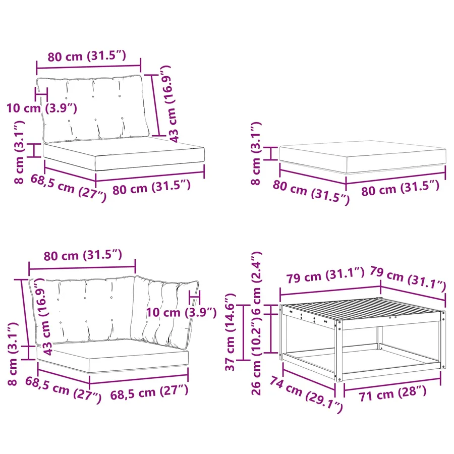 Ensemble de canapés d'extérieur 9 pcs Blanc et crème - 13