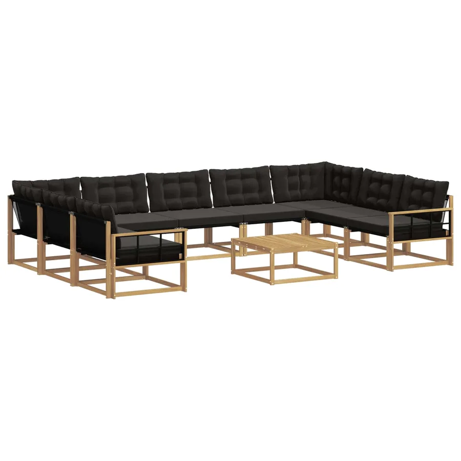 Ensemble de canapés d'extérieur 10 pcs Blanc et noir - 2
